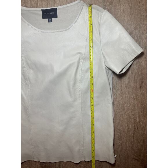 La Fee Verte Anthropologie Tan Leather Top XS Minimalist Workwear Western - Picture 5 of 8